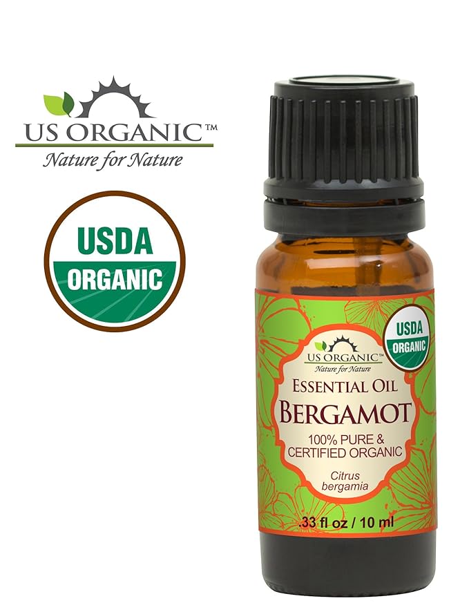 US Organic 100% Pure Bergamot Essential Oil, USDA Certified Organic, Cold Pressed, with Euro droppers (More Size Variations Available) (10 ml / .33 fl oz)-VivaGrace Women