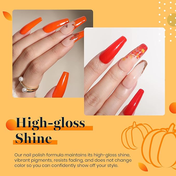 Beetles Fall Gel Polish Set, Burgundy Red Green Orange 6 Colors Gel Nail Polish Colors Sunset Leaves Soak Off Nail Art Lamp UV LED Cured Manicure Nail at Home Gifts for Women-VivaGrace Women