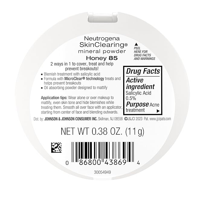 Neutrogena SkinClearing Mineral Acne-Concealing Pressed Powder Compact, Shine-Free & Oil-Absorbing Makeup with Salicylic Acid to Cover, Treat & Prevent Acne Breakouts, Honey 85,.38 oz-VivaGrace Women