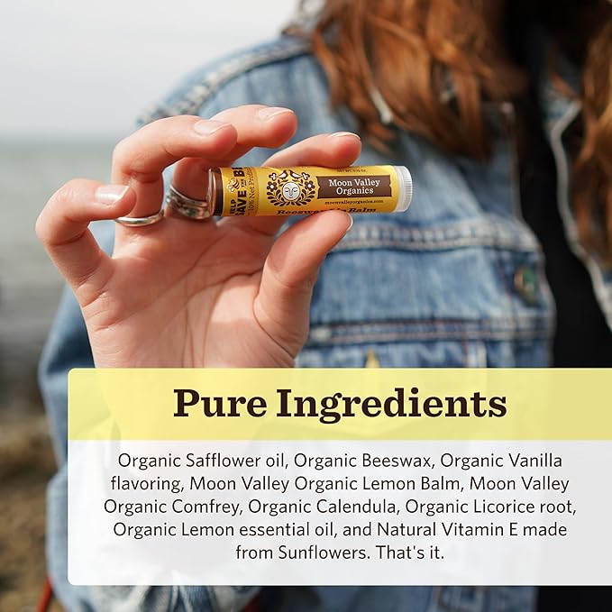 Moon Valley Organics Beeswax Lip Balm for Moisturizing Lips and Cuticles (VELVETY VANILLA, 3-Pack)-VivaGrace Women