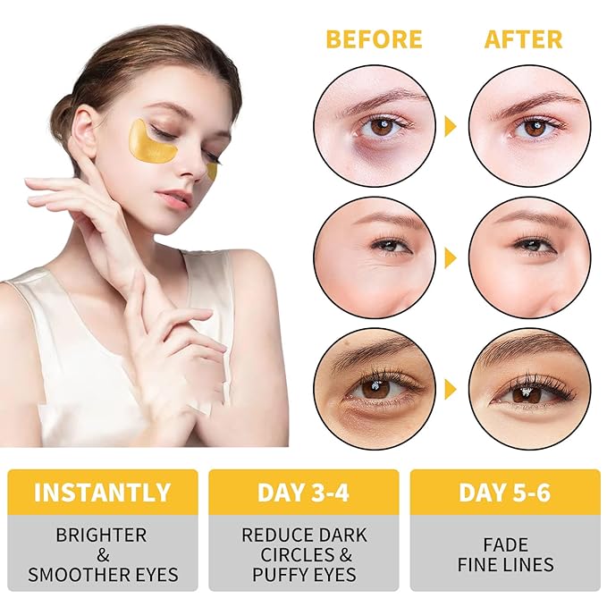 Under Eye Patches, 120 Pcs Golden Under Eye Mask, Eye Treatment Mask for Under Eye Bags, Dark Circles, Puffy Eyes, Fine Lines, Anti-Aging and Anti-Wrinkle, Collagen Eye Mask Skincare-VivaGrace Women