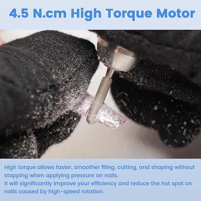 Delanie Professional Nail Drill High Torque 35000 RPM Rechargeable Portable Electric Nail File Filer for Acrylic Gel with Cuticle Bits, Salon Manicure Tool, White-VivaGrace Women