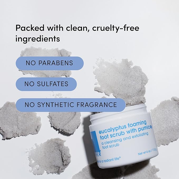 LATHER Foot Scrub with Pumice Stone - Gentle Exfoliating Foaming Foot Scrub for Skin - Cracked Heel Repair for Smooth, Soft Feet - Pedicure Foot Spa | 4 Oz-VivaGrace Women