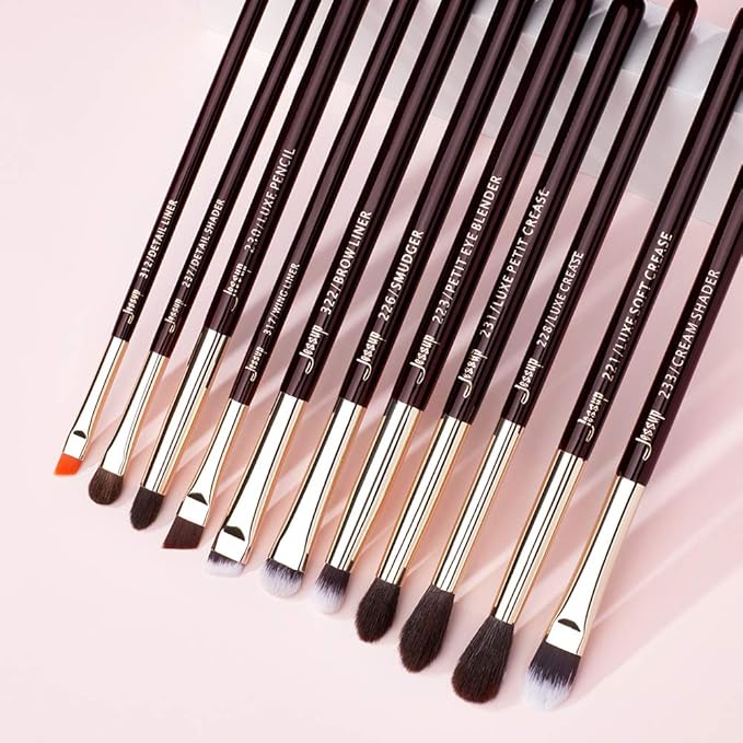Jessup Professional Eye Makeup Brushes Set Natural-Synthetic 15pcs for Eyeshadow Blending Concealer Eyeliner Eyebrow, Zinfandel T284-VivaGrace Women