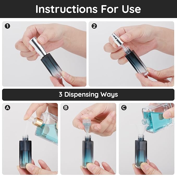 Segbeauty 10pcs Perfume Travel Refillable, 10ML Glass Spray Bottles Perfume Atomizer, Mini Travel Size Dispenser Bottle Set Atomizer Sprayer for Perfume Toiletries Cosmetic Container Spray Bottle-VivaGrace Women