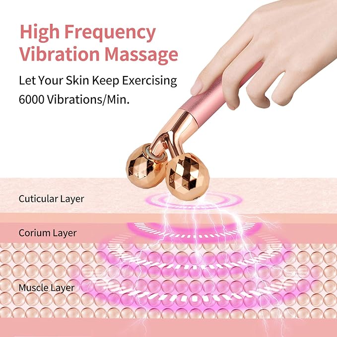 2-in-1 Face Massager Roller Electric Face Roller, 3D Roller and Crescent-Shape Face Massager Kit for Face Skin Care Tools-VivaGrace Women