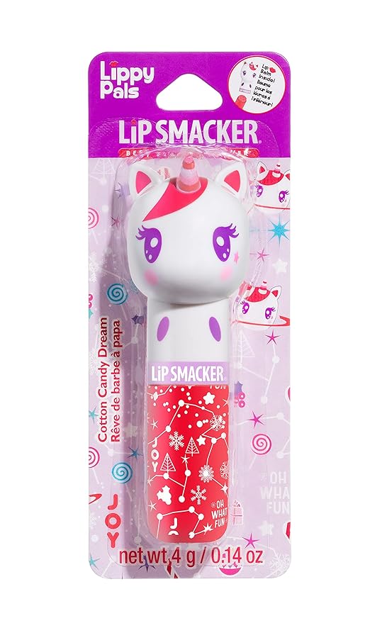 Lip Smacker Lippy Pals Unicorn Holiday, Flavored Moisturizing & Smoothing Soft Shine Lip Balm, Hydrating & Protecting Fun Tasty Flavors, Cruelty-Free & Vegan - Cotton Candy Dream-VivaGrace Women