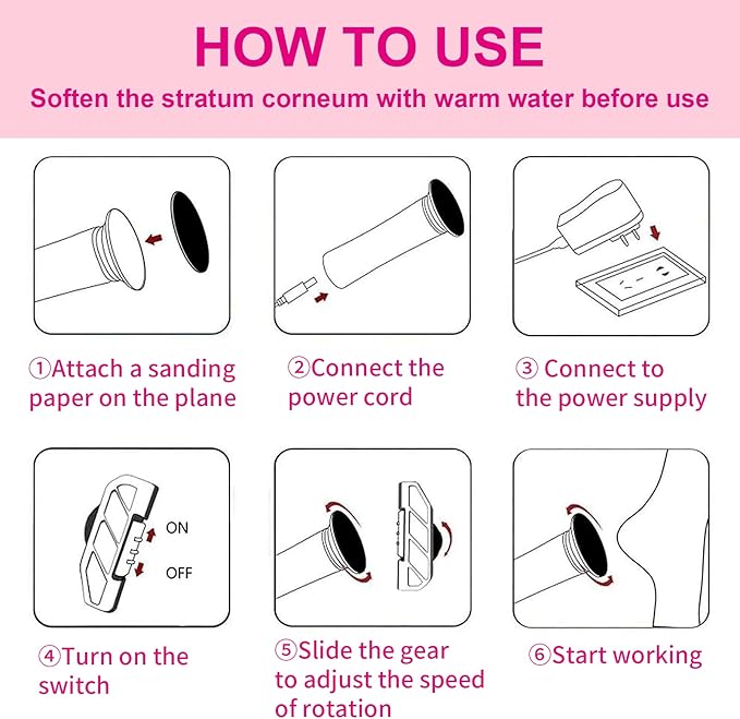 Electric Foot Callus Remover, Adjustable Foot Speed, Professional Foot Repair Tool, Equipped with 60 Pieces of Sandpaper, Suitable for Men and Women with Dead Skin calluses, Dry and Cracked, Pink-VivaGrace Women