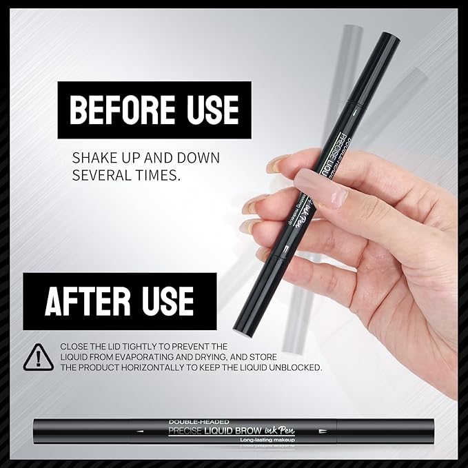 Curved Microblading Eyebrow Pencil, Eyebrow Pen 2-in-1 Dual-Ended Eyebrow Pencil with 2-Fork-Tip and Single Tip Creates Natural Eyebrows Waterproof Long-lasting(Light Brown)