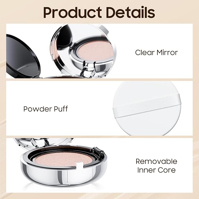 Mushroom Head Air Cushion CC Cream - BB Cream Foundation Makeup Moisturizing Concealer Long-Lasting, Cushion Foundation Full Coverage Self Adjusting (Ivory, 1 PCS)-VivaGrace Women