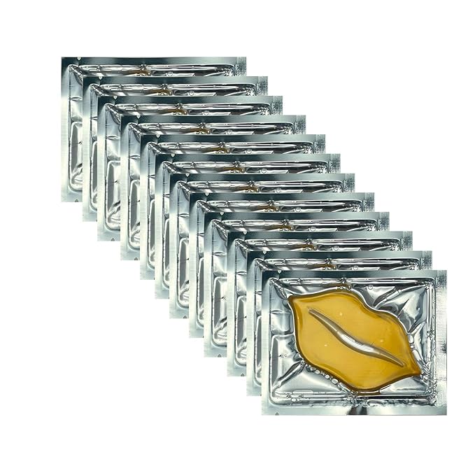 Adofect 30 Pieces Collagen Crystal Gold Lip Care Gel Masks, Collagen Crystal Lip Pads, Greate For Moisturizing Lips, Remove Dead Skin, Anti Chapped, Anti-Aging & Plump Your Lips-VivaGrace Women