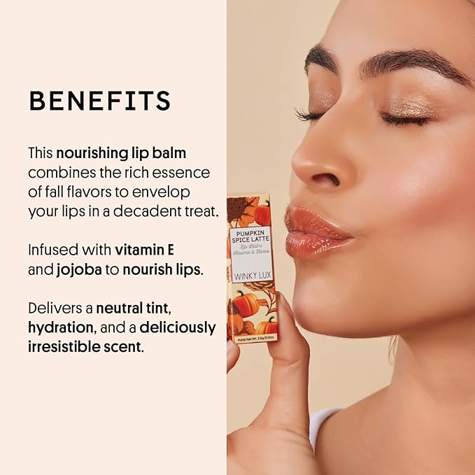 Winky Lux Pumpkin Spice Latte Tri-Color Tinted Lip Balm – Hydrating Balm, Sheer Pink Tint, Lip Care with Jojoba Oil & Vitamin E, Moisturizes & Softens Dry Lips, Buttery Soft with Pumpkin Spice Scent-VivaGrace Women