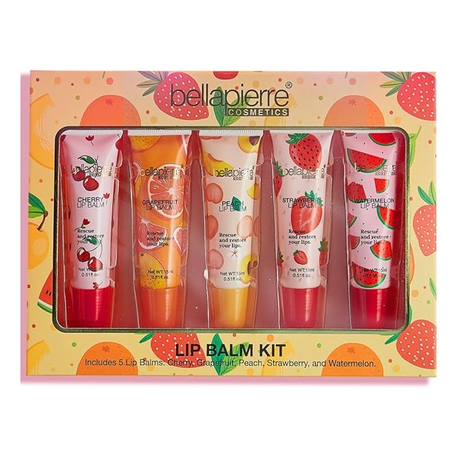 bellapierre Cosmetics 5-Piece Natural Lip Balm Kit | Moisturizing Lip Gloss | Fruit Flavored Liquid Lip Balm Collection-VivaGrace Women