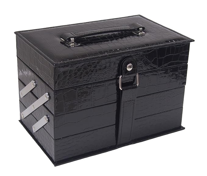 Cameo Matte All-in-one Makeup Kit, Crocodile Leather, Black-VivaGrace Women