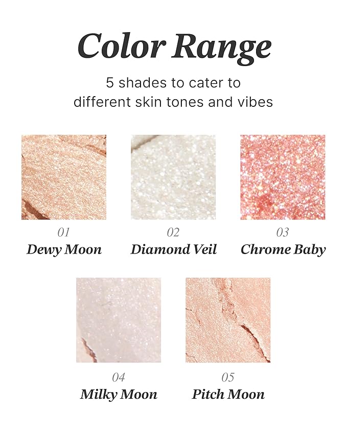 Glint Dewy Highlighter (Milky Moon, 0.17oz) - Luminous Glow, Infused with Micropearls, Shiny Illuminator. Rich Pigment & Silky Touch, Korean Makeup.-VivaGrace Women