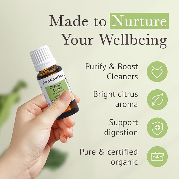 Pranarom USDA Certified Organic Sweet Orange Essential Oil (15ml), 100% Pure Undiluted Therapeutic Grade from Mexico for Aromatherapy, Diffuser, Citrus Scent, Soothing, DIY Cleaning-VivaGrace Women