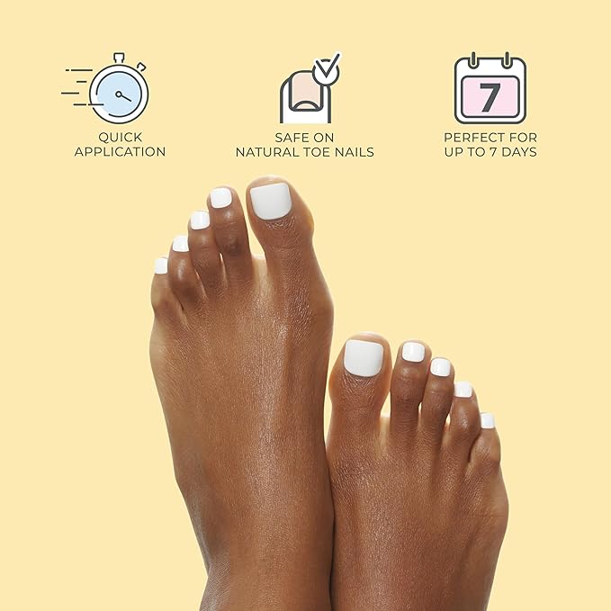 KISS imPRESS No Glue Pedi Press-On Nails, Toenails, 'Fruitful', Light Blue, Short Size, Squoval Shape, Includes 24 Nails, Prep Pad, Instructions Sheet, 1 Manicure Stick, 1 Mini File