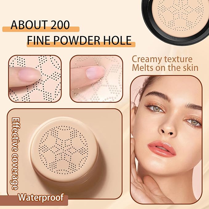 Mushroom Head Air Cushion CC Cream Foundation Makeup,Moisturizing Non-Greasy BB Cream Foundation,Long Lasting Matte Concealer Full Coverage Face Makeup Liquid Foundation for All Skin Types(Ivory)-VivaGrace Women