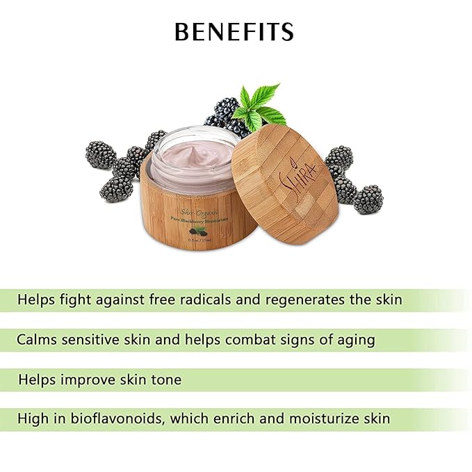 Shir-Organic Pure Blackberry Moisturizer Helps Fight Against Free Radicals Smooth Even Texture Regenerates the Skin for Normal to Dry & Sensitive Skin Type(50ml)