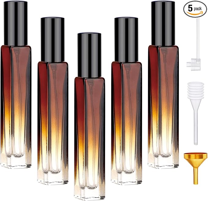 Segbeauty 10ML Travel Cologne Sprayer, 5 Packs Refillable Atomizer Spray Bottle for Perfume, Empty Mini Glass Perfume Bottle Fine Mist Dispenser, Portable Leak-proof Sample Bottles for Travel Outgoing-VivaGrace Women