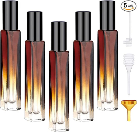 Segbeauty 10ML Travel Cologne Sprayer, 5 Packs Refillable Atomizer Spray Bottle for Perfume, Empty Mini Glass Perfume Bottle Fine Mist Dispenser, Portable Leak-proof Sample Bottles for Travel Outgoing-VivaGrace Women