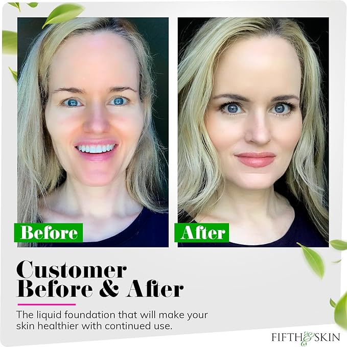 Fifth & Skin: Better’n Ur Skin Liquid Foundation (PORCELAIN) - Natural, Organic, Vegan, Cruelty-Free - Gluten-Free Beauty with Buildable Coverage and Palm-Free Luxury - 1 oz-VivaGrace Women