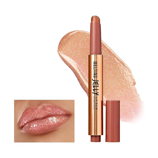 KISS NEW YORK Professional Melting Jelly Lip Balm, High Shine & Moisturizing Lip Stick, Long Lasting, Plumping Effect Look, Non-Sticky & Not Cakey, Easy Application & Natural Coverage (Chili Mango)-VivaGrace Women