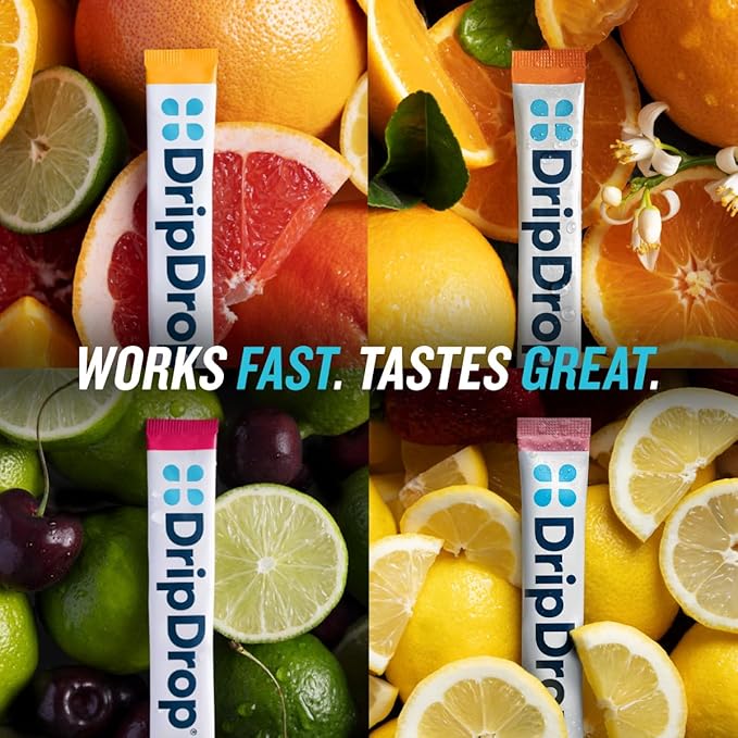 DripDrop Sugar Free Hydration Packets - Zero Citrus Variety Pack - Single Serve Electrolytes Powder Drink Mix - Cherry Limeade, Citrus, Orange, Strawberry Lemonade - Non-GMO, Gluten Free - 16 Sticks-VivaGrace Women