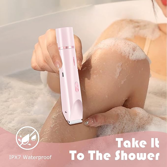 2-in-1 Women's Electric Shaver, Waterproof Cordless Bikini Trimmer & Body Razor, Dual Head Pain-Free Design, Pink Galaxy (2025)-VivaGrace Women