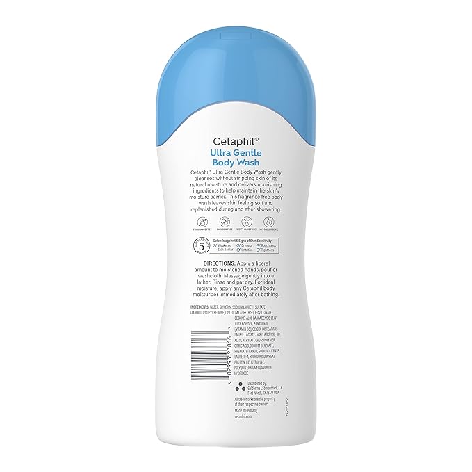 Cetaphil Ultra Gentle Refreshing Body Wash, For Dry To Normal, Sensitive Skin, Aloe Vera, Vitamin B5, Hypoallergenic, Dermatologist Tested, Fragrance Free, 16.9oz Pack of 3-VivaGrace Women