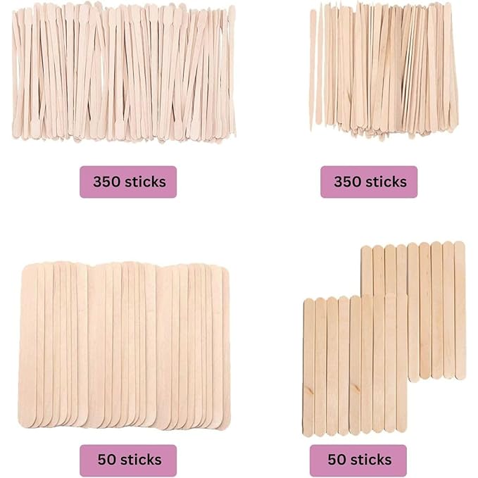Mibly 4 Style Assorted Wooden Wax Sticks for Body Legs Face and Small Medium Large Sizes Eyebrow Waxing Applicator Spatulas for Hair Removal or Wood Craft Sticks (Pack of 800)-VivaGrace Women