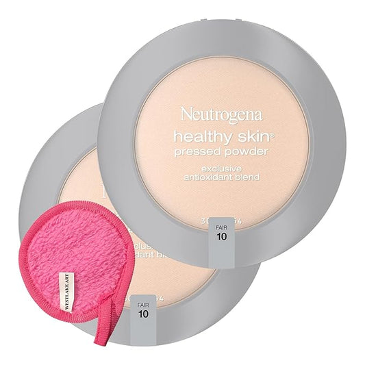 Healthy Skin Pressed Powder Compact | Bundled with Westlake Art Makeup Cleansing Cloth - Fair Shade, Antioxidant & Pro Vitamin B5, Flawless & Natural Finish, Non-Comedogenic [Pack of 2]-VivaGrace Women