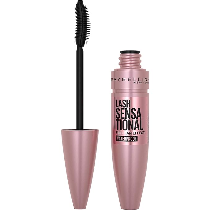 Maybelline Lash Sensational Waterproof Mascara, Lengthening and Volumizing for a Full Fan Effect,Very Black, 1 Count