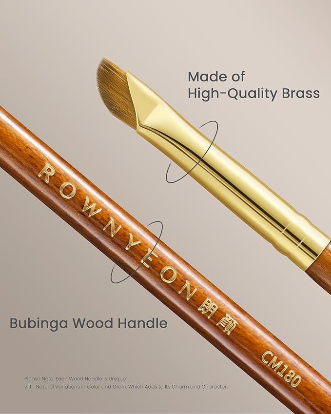Desert Oak Series Precision Angled Eyeliner Brush - Ultra-Fine Nylon Bristles for Razor-Sharp Gel/Liquid/Powder Lines, Detail Work & Tightlining, Bubinga Handle & Brass Ferrule (CM 181)-VivaGrace Women