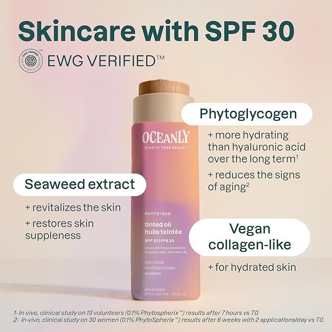 ATTITUDE Oceanly Tinted Oil Stick with SPF 30, EWG Verified, Plastic-Free, Broad Spectrum UVA/UVB Protection with Zinc Oxide, Universal Tint, Unscented, 1 Ounce-VivaGrace Women