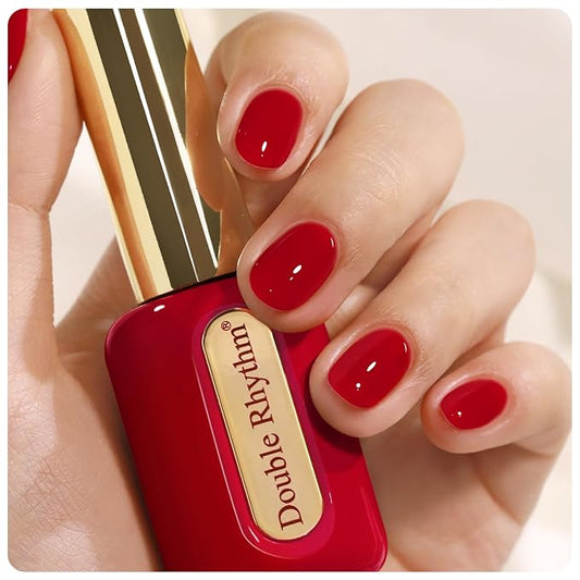 Double Rhythm 0.50 OZ Gel Polish Hema Free Same Color Same Bottle Golden Round Translucent Neutral Natural Milky 15 ML Jelly UV Polish Art DIY at Home (Dark Red-C1378)