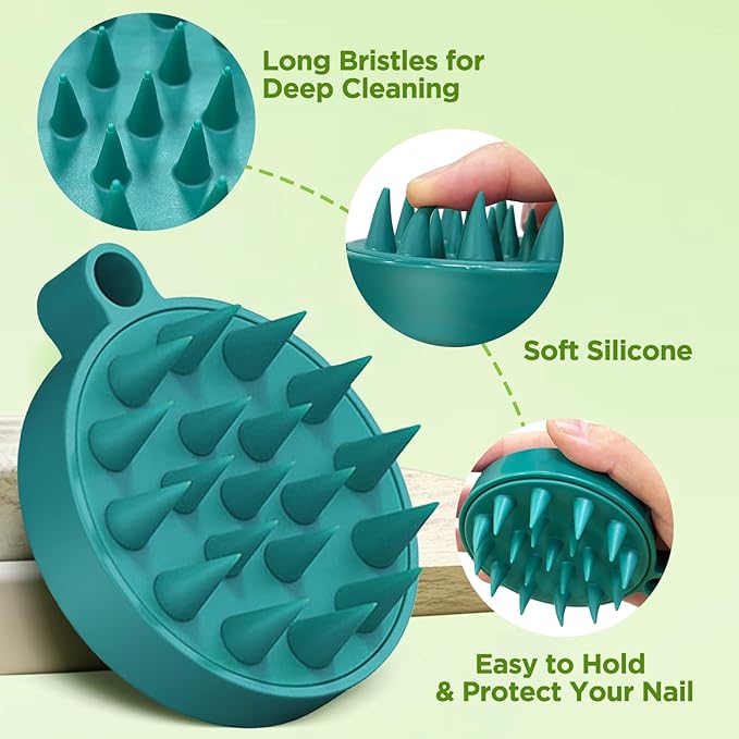 Rosemary & Apple Scalp Exfoliating Tonic - Scalp Detox Serum Deep Cleansing & Clarifying Treatment for Buildup, Dry Flaky Scalps - Soft Silicone Hair Scalps Massager Shampoo Brush for All Hair Types-VivaGrace Women