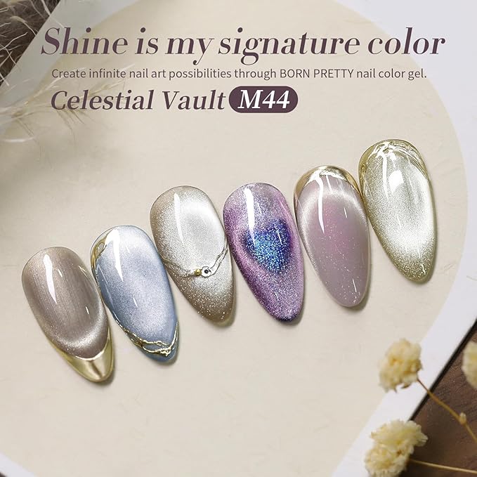 Born Pretty Magnetic Gel Nail Polish Set,Cat Magnetic Eye Gel Jelly Glass Crystal Magnetic Gel Polish Nail Art Manicure Kit 6PCS-VivaGrace Women