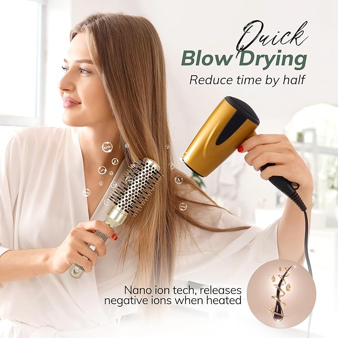 Round Brush for Blow Drying, Nano Thermal Ceramic & Ionic Tech Hair Brush with Boar Bristles, Professional Round Barrel Brush for Styling, Curling and Straightening by Sndyi (2.3Inch, Barrel 1.3 Inch)-VivaGrace Women