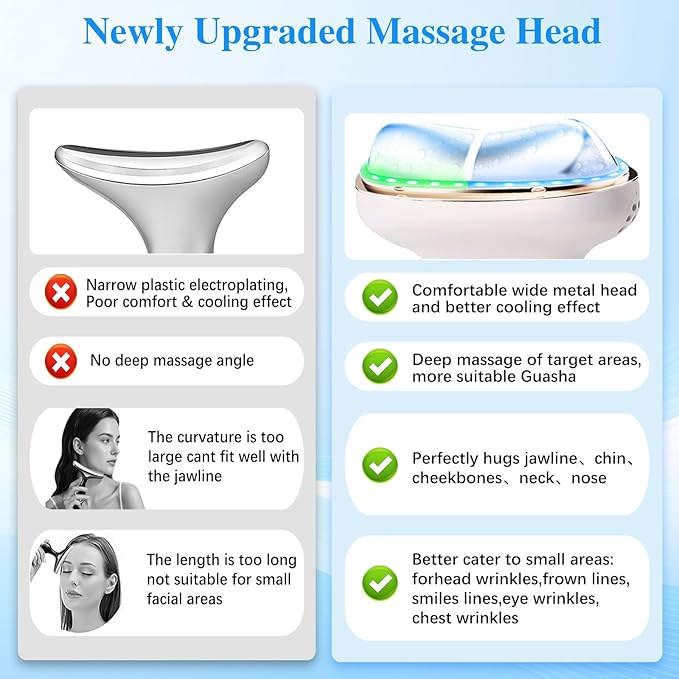 Cold Heat Facial Massager Red Light Therapy for Face Neck Eye Lifting Firming Depuffing,7-in-1 LED Facial Sculptor Skin Care,Cooling Electric gua sha Lift Device Reduce Forehead Frown Smile Line-VivaGrace Women