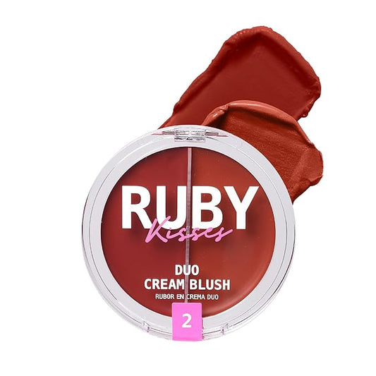 Ruby Kisses Duo Cream Blush, Smooth, Natural-Looking, Long-Lasting Face Makeup Blush for Cheeks, Lips, and Eyes, Buildable and Blendable, Infused with Green Tea, Aloe Vera Extract, and Hyaluronic Acid-VivaGrace Women