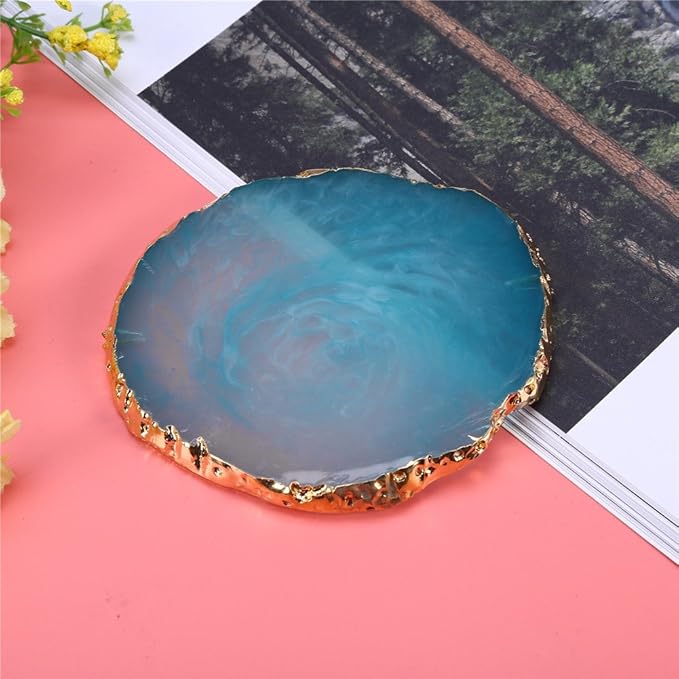 Nail Art Palette, Natural Resin Stone Nail Art Palette for Painting Placing Things Making Nail(Blue)-VivaGrace Women
