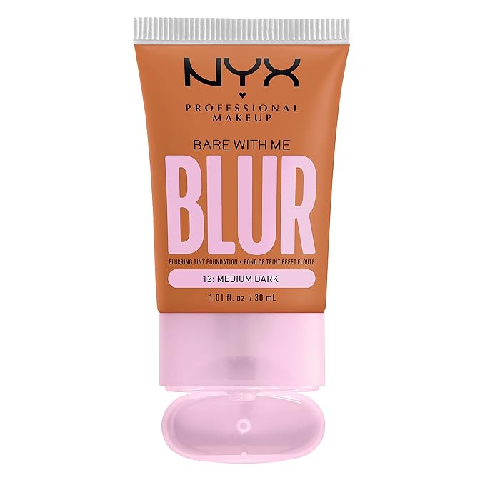 NYX PROFESSIONAL MAKEUP Bare With Me Blur Skin Tint Foundation Make Up with Matcha, Glycerin & Niacinamide - Medium Dark-VivaGrace Women