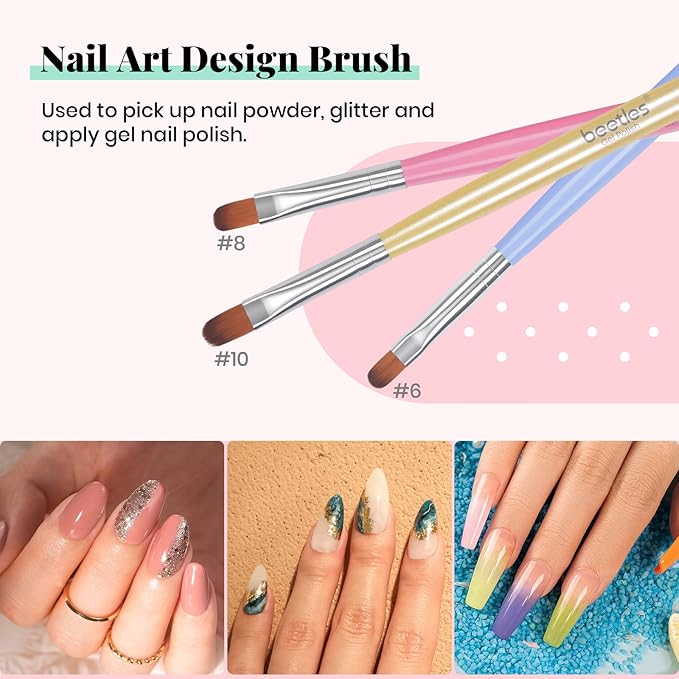 Beetles Gel Nail Brush, 7Pcs Nail Art Brushes, Nail Art Tips Nail Brushes for Nail Art Nail Painting Brush Pen Set for Home and Salon Use Decoration-VivaGrace Women