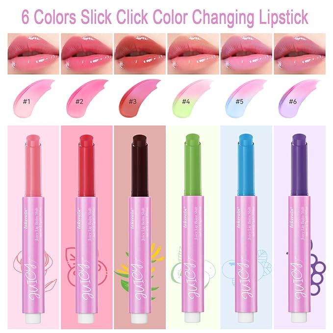 Juicy Lip Plump Shift, Click Melting Lip Balm Lasting Tint Hydrating & Nourishing Lip Care Moisturizer Glossy Color Changing Lip Gloss Non Sticky Lipstick Vegan Tinted Lip Balm (#5 Blueberry)-VivaGrace Women