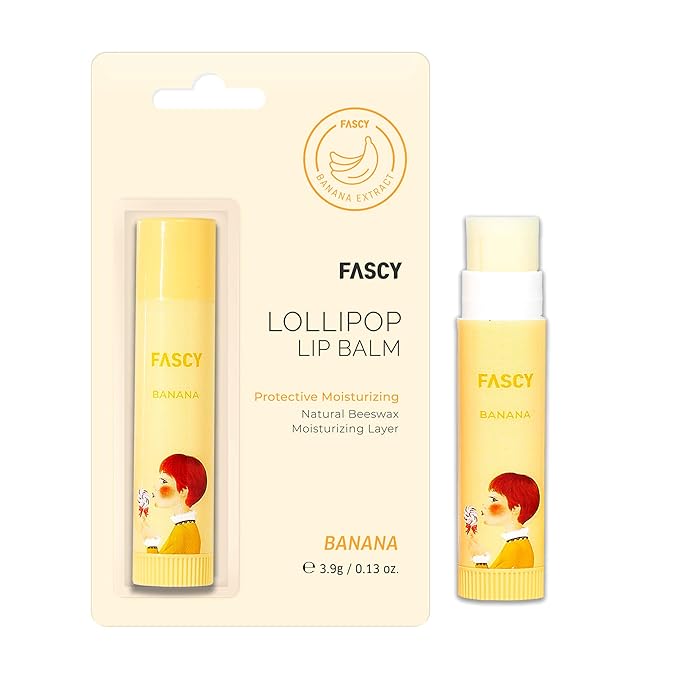 FASCY Lollipop Lip Balm Banana, Lip Balms & Moisturizers, Korean Lip Balm, Korean Lip, Korean Lip Products, Paraben Free, Moisturizing, 0.13 Oz, (Banana)-VivaGrace Women
