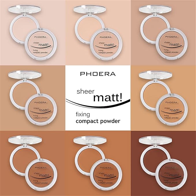 AQUAPURITY - PHOERA Sheer Matte Fixing Powder Makeup Base Fixer Setting Powder Foundation Fixing Compact Pressed Powder Long Lasting Make Up Fixer Skin Vitamin E Beauty Blender (204 Buff Beige…)-VivaGrace Women