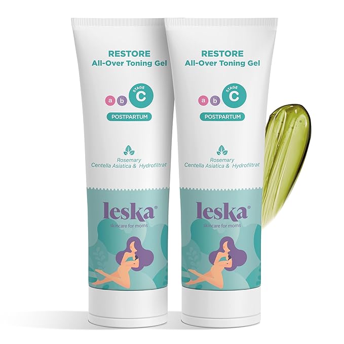 Leska Maternity Stage C Set 2-Pack Bundle | RESTORE All-Over Toning Gel l (Postpartum) | Part of a Complete 3 Part Pregnancy Skin Care System (Set of 2, 4oz each)-VivaGrace Women