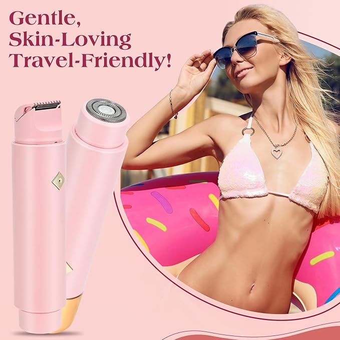 Electric Shaver & Bikini Trimmer for Women – 2-in-1 Design, Waterproof, Type-C Charging, Gentle on Sensitive Skin, Ideal for Travel and Daily Use, Pink-VivaGrace Women