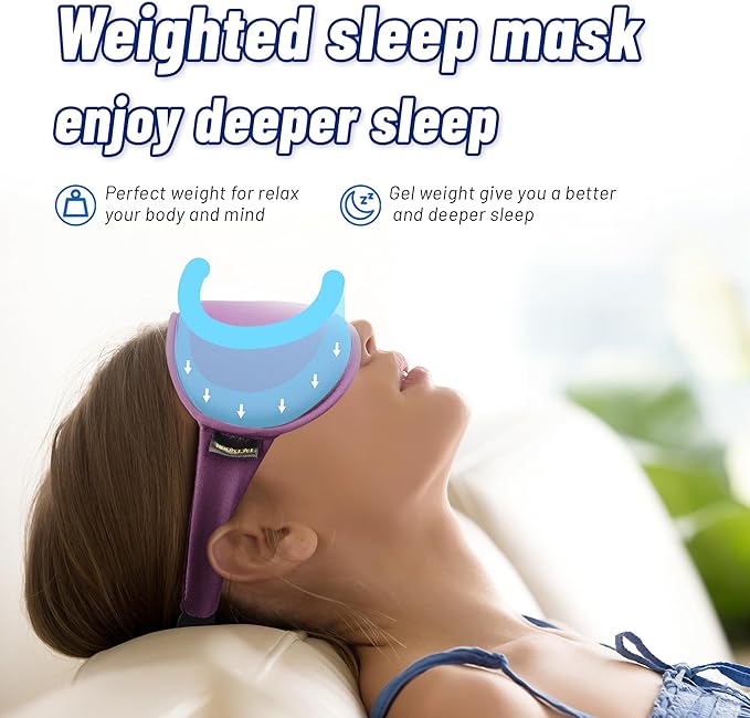 Cooling Gel 3D Sleep Eye Mask-Weighted Blackout Sleep Mask & Cold Compress for Dark Circles, Dry Eyes, and Puffiness - Comfortable, Eyelash-Friendly, Reusable for Relaxing Sleep-Purple-VivaGrace Women
